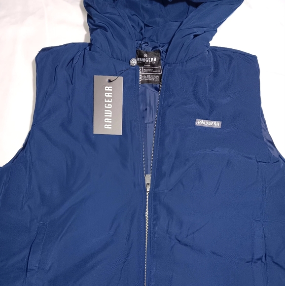 RAWGEAR WOMENS SMALL  Insulated Zip Front Puffer Hoodie Vest Navy Double Zipper - Picture 1 of 9